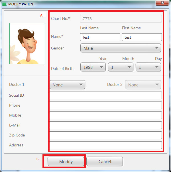 How do I edit patient information in EzDenti? GreenCT
