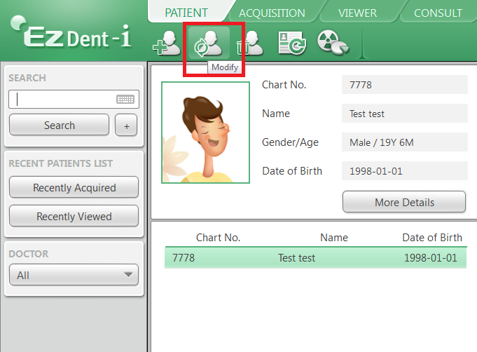 How do I edit patient information in EzDenti? GreenCT